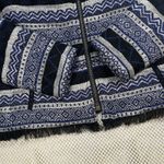 Ann Taylor LOFT Jacket Blazer Fringe Trim Aztec Blue White Black Size Womens 4 Photo 2