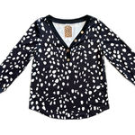 Boutique ⭐️ Talia long sleeve black top with white polka dots size large NEW Photo 0