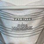 Talbots  Linen Blend White Silver Cuff Sleeve Round Neck Shirt Large EUC #0928-AZ Photo 4