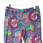 Island Republic Crop Pants Casual Mid Rise Pink Blue Paisley Women’s Size 10 Photo 2