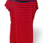 CHAPS NWT red & blue striped pullover dress with lacing detail size large Photo 0