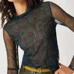 Anthropologie  Gauzy Mesh Mock Turtleneck Long Sleeve Top Size S Small Photo 0