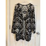 cupio Black White Diamond Print Open Front Cardigan Size Large Photo 1
