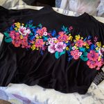 Woman Within OVERSIZED FLORAL GRAPHIC BLACK TEE NWT  Photo 0