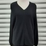 1. State Sweater Womens Small Black Oversized Ribbed Knit Balloon Sleeve V-Neck Photo 2