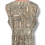 Vintage 90s Maxi Dress Brown Geometric Print Sleeveless Tie Back Scoop Neck Plus Black Size 16 Photo 5