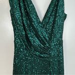 Baltic Born NWT One Shoulder Green Sequin High Slit Maxi Dress Gown Size Small Photo 3