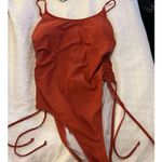 NEW 1 Pc Swimsuit Ruched High Cut Tummy Control Bathing L Orange Size L Photo 2