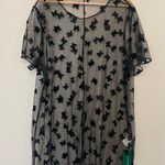 SheIn Womens Size 3X Sheer Mesh Velvet Butterfly Top Shirt Whimsigoth Dark Fairy Photo 0