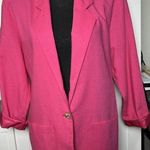 Maggie Lawrence Women's Blazer Jacket 1 Button Long Sleeve Padded Shoulders Sz S Pink Photo 6