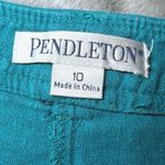 Pendleton Linen Blend Wide Leg Pants Womens 10 Teal Blue Casual Boho Flowy Photo 6