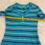 Arizona Jeans Y2K Arizona Jean Company blue striped 3/4 sleeve sweater top v-neck woman’s M Photo 4
