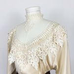 Vintage 90’s Sheer Satin Blouse with Lace in Cream | Size M Size M Photo 1