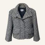 Vintage 80s Luciano Soprani Italian Wool Tweed Black White Short Coat 44/8 Photo 0