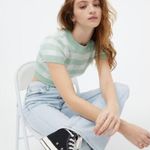 Aeropostale Sweater Top Short Sleeve Blue Gingham Size XS NWT Fall Winter Cozy Photo 6