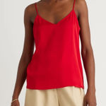 Quince NWT  Red Washable Stretch Silk V-Neck Cami Sz M Photo 0
