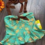 Daisy NWT UNIQUE VINTAGE X Smiley Green Peplum Halter Top LARGE Photo 6