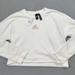 Adidas NWT Cropped Sweatshirt Womens S Crew Neck Logo Orange Purple Sweater Photo 0