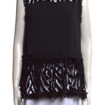 Alexis  Women’s Large‎ Sleeveless Blouse Black Crochet Lace Neck Tie Photo 0