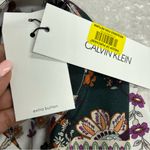 Calvin Klein NWT S Floral Blouse long sleeve roll tab button down v- neck office Photo 2