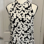 ALC Frank A.L.C. 100% Silk Sleeveless Halter Top Black White Print Size 4 Full Zip‎ Back Photo 0