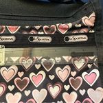 LeSportsac  Deluxe Everyday travel Bag adjustable strap HEARTS Pink Black Nylon Photo 3