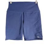 Alo Yoga Seamless Ribbed Navy Blue High Waist 5” Biker Shorts S Photo 0