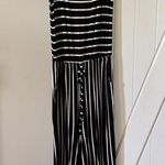 Zenana  One Piece Romper Jumpsuit Women’s Large Stretch Black/White Striped Photo 0