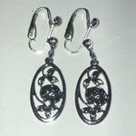 Avon Vintage Silver Tone Cutout Floral Dangling Boho Clip On Earrings Photo 2
