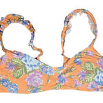 Aerie  Scoop Floral Ruffle Bikini Top Swimsuit Orange Blue Purple XL Photo 0