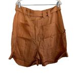 Farm Rio Pleated Front Tailored Linen Shorts Beige Women's Size Large NWT $145 Photo 5