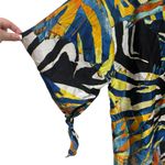 Alberto Makali  Safari Tribal Animal Print Kimono Blouse Swim Coverup Size M Photo 3