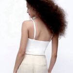 ZARA  White Sleeveless Off White Linen Blend Corset Bustier Bodysuit Size Latge Photo 2