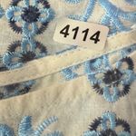 Boho Chic Embroidered Eyelet Tunic Top White Blue Floral Size S Small Blue Photo 9