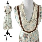 Vintage 60s 70s Blue Roses Country Western Prairie Midi Dress Lace Dainty Photo 1