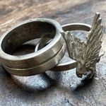 Sterling silver stack of 2 rings with an Eagle Photo 0