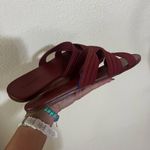 Rothy's  Womens 8.5 Sangria Red Triple Strap Flat Knit Sandals EcoFriendly Photo 3