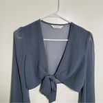Glassons Cropped Chiffon Top Blue Gray Sheer 8 Photo 2