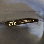 ZARA  Cropped Blouse Long Sleeve Button Front Blue Small Photo 10