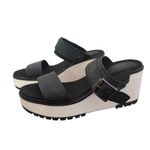 Timberland  Koralyn 2 Band Wedge Sandal‎ Womens 9 Black Leather Lug Soles Photo 3