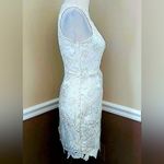 Marineblu NEW Modcloth Ivory Metallic Gold Floral Cutouts Cocktail Party Dress Photo 2