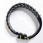 Source Unknown Edgy Punk Rock Spiked Choker Necklace Black Faux Leather with Gold-Tone Studs Photo 1