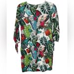 Vilagallo Mini Dress Size 36 Tropical Jungle Lined 3/4 Sleeve Green Photo 1