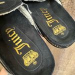 Juicy Couture Vintage RARE Leather Wool Suede Rhinestone Black Slippers Size 5/6 Photo 3