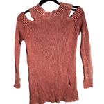 Rock & Republic Distressed Burgundy V-Neck Asymmetrical Sweater Photo 2