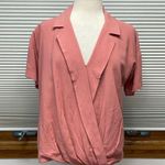 Heyson NWT Dusty Rose Linen Blend Faux Wrap Top Size Small Pink Photo 2