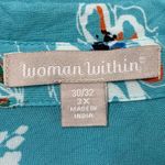 Woman Within  Blue Floral Button Down Shirt Photo 8