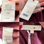 Love Shack Fancy  Lena Dress Short Puff Sleeves Burgundy Floral Bow V-Neck Medium Photo 3