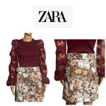 ZARA  Women’s Multicolor Floral Microfiber Belted Mini
Skirt Cottage Grandma XS Photo 1