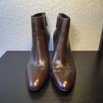 Brooks Brothers  Womens Brown Leather Pointed‎ Ankle Boot Heel Buckle Size 7 Zip Photo 2